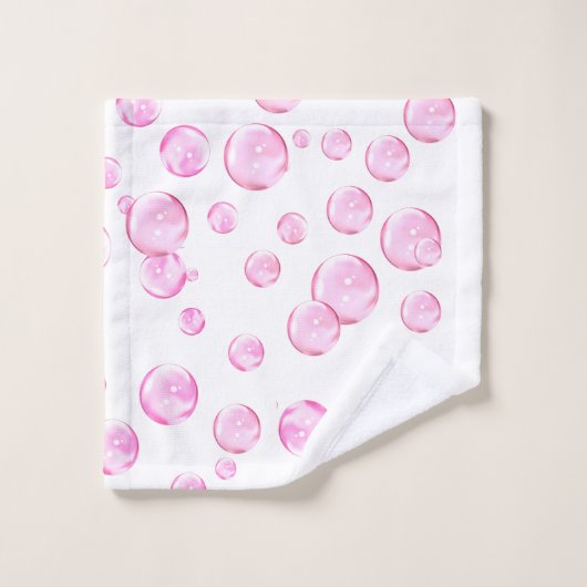 Bulles roses en blanc (Gant de toilette)