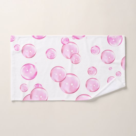 Bulles roses en blanc (Serviette à main)