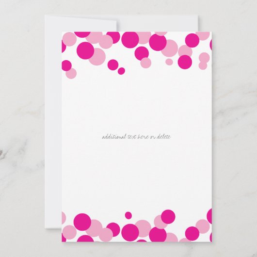Bulles roses et blanches Confetti Invitations de m (Dos)