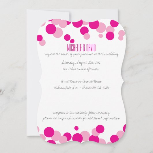 Bulles roses et blanches Confetti Invitations de m (Devant)