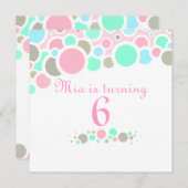 Bulles roses et bleues Invitation Anniversaire (Devant / Derrière)