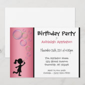 Bulles soufflantes rose Invitations d'anniversaire (Devant / Derrière)