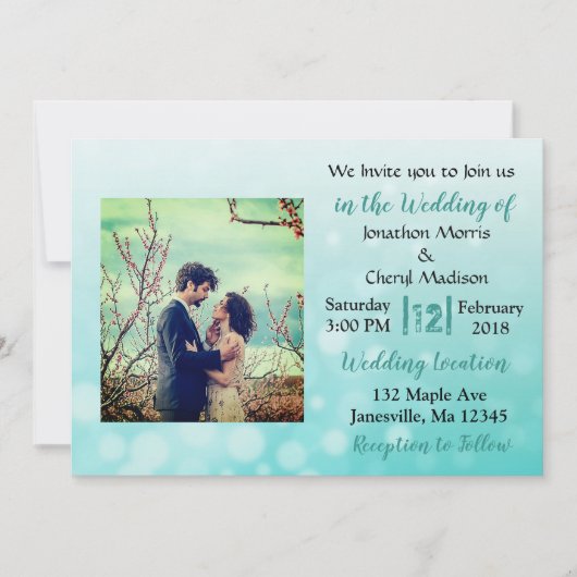 Bulles turquoises Invitations de mariage photo (Devant)