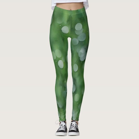 Bulles vertes sur Leggings d'Art Vert (Devant)
