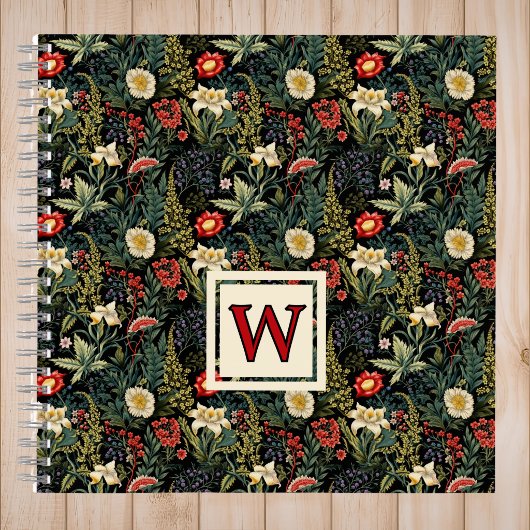 Bullet Journal Fleurs Vintage Rouge Lys Blancs