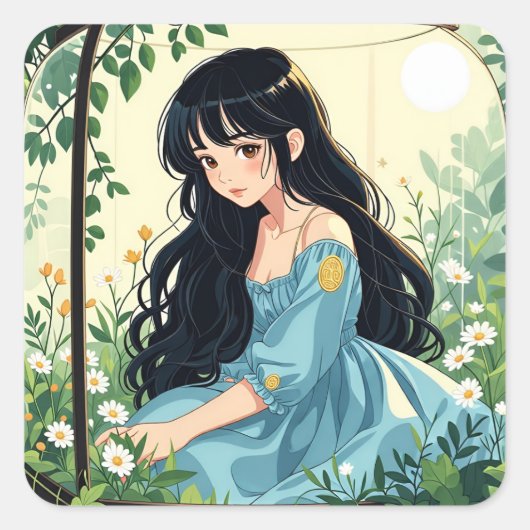 Bullet Journaling Series3 - Terrarium Girl 3 Vierkante Sticker (Voorkant)