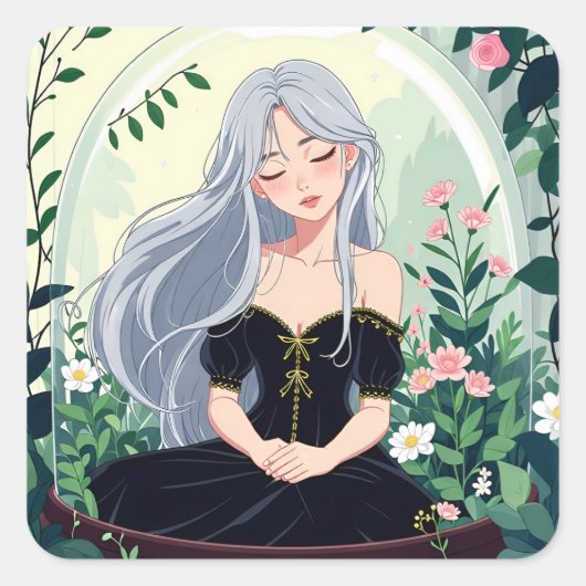 Bullet Journaling Series8 - Terrarium Meisje 8 Vierkante Sticker (Voorkant)