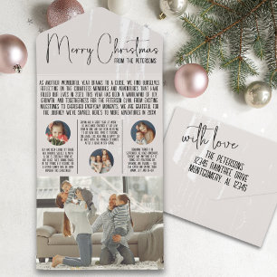 Bulletin de la carte de Noël moderne Année en révi