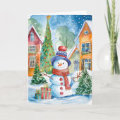 Bulletin de Noël Snowman Carte de voeux (Devant)