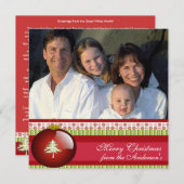 Bulletin sur la carte de Noël de l'ornement rouge  (Devant / Derrière)