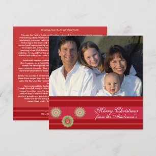 Bulletin sur la carte de Noël de l'ornement rouge