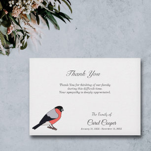 Bullfinch Begrafenis Dank u Nota Kaart