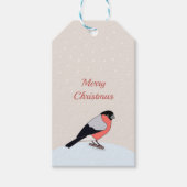 Bullfinch en Snow Merry Christmas Gift Label Cadeaulabel (Voorkant)