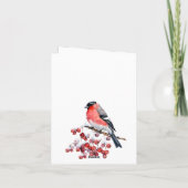 Bullfinch Kerstvogel Sneeuwrode bessen Feestdagen Kaart (Achterkant)