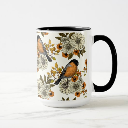Bullfinch on autumn florals 2 mok (Rechts)