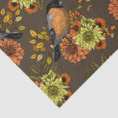 Bullfinch op herfstfloralen tissuepapier (Detail)