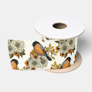 Bullfinch op herfstflorals 2 lint