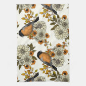 Bullfinch op herfstflorals 2 theedoek (Verticaal)