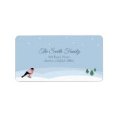 Bullfinch & Snowy Landschap Retouradres Label (Voorkant)