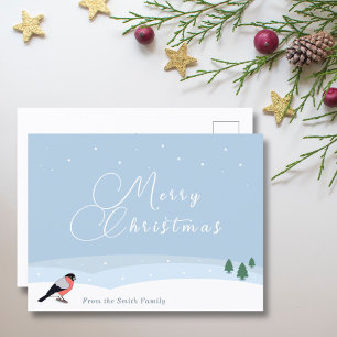 Bullfinch & Snowy Landschap Vrolijke Kerst Kaart