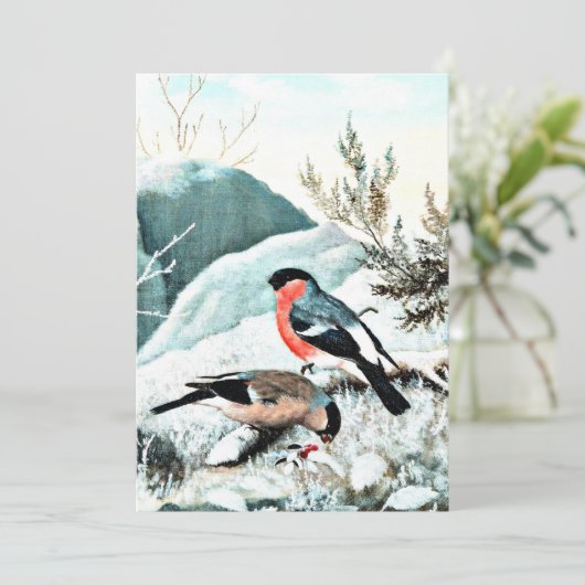 Bullfinches in het winterlandschap kaart (Staand voorkant)
