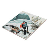 Bullfinches in het winterlandschap tegeltje (Zijkant)