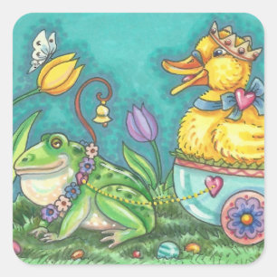 BULLFROG & DUCK EASTER EGG, STICKERS PRINTEMPS feu