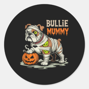 Bullie Mummy Halloween Bulldog Ronde Sticker