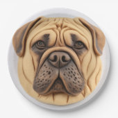 Bullmastiff 3D geïnspireerd Papieren Bordje (Voorkant)