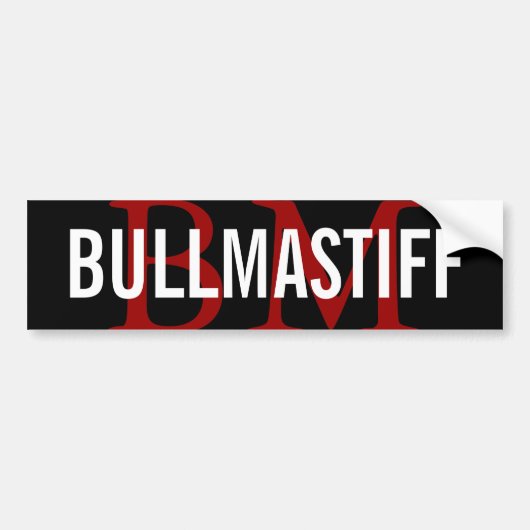 Bullmastiff Breed Monogram Ontwerp Bumpersticker (Voorkant)