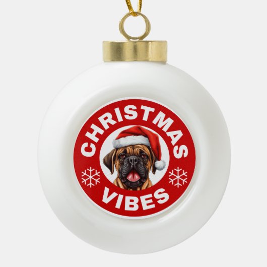 Bullmastiff Christmas Vibes Keramische Bal Ornament (Voorkant)