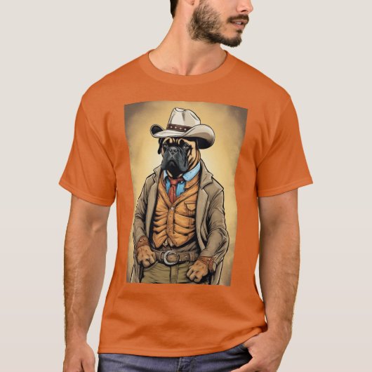 Bullmastiff cowboy t-shirt (Voorkant)