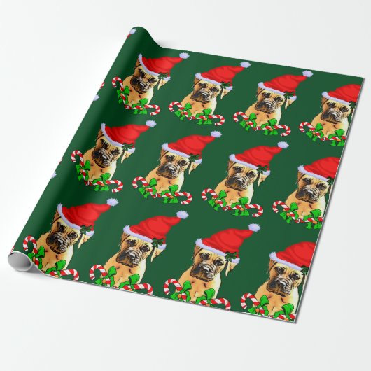 Bullmastiff Dog Kerstmis Cadeaupapier (Uitgerold)
