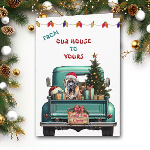 Bullmastiff Dog Retro Boerderij Truck Kerst Kaart
