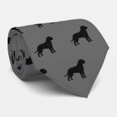 Bullmastiff Dog Silhouettes Pattern Grey and Black Stropdas (Opgerold)