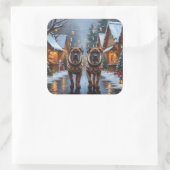 Bullmastiff Dogs Christmas Snow Holiday Vierkante Sticker (Tas)