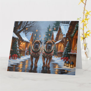 Bullmastiff Dogs Kerstmis Sneeuw Vakantie Kaart