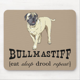 Bullmastiff "eet slaapdrool repeat" Mousepad Muismat