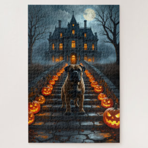 Bullmastiff Geheime Landhuis Halloween Kunst Legpuzzel