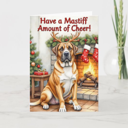 Bullmastiff Grappige Kerstvakantie Groet Kaart (Voorkant)