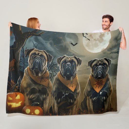 Bullmastiff Halloween Spooky Fleece Deken (In situ)