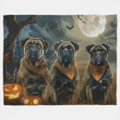 Bullmastiff Halloween Spooky Fleece Deken (Voorkant (Horizontaal))