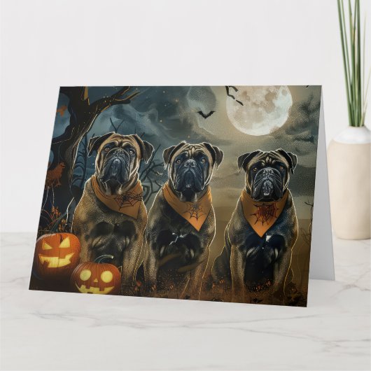 Bullmastiff Halloween Spooky Kaart (Voorkant)