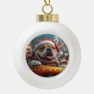 Bullmastiff Hond Achterbaan Kerst  Keramische Bal Ornament