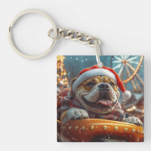 Bullmastiff Hond Achterbaan Kerst Sleutelhanger