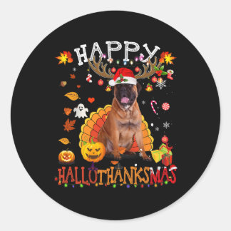 Bullmastiff Hond Halloween Kersthond Happy Hall Ronde Sticker