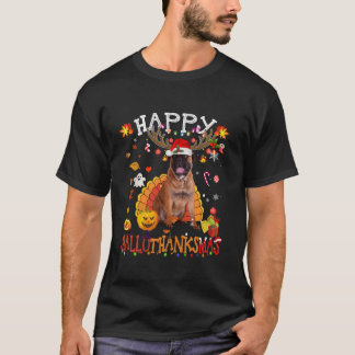 Bullmastiff Hond Halloween Kersthond Happy Hall T-shirt
