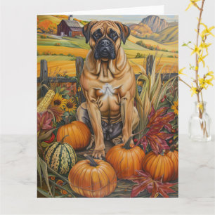 Bullmastiff-hond Herfst Oogst Thanksgiving Kaart