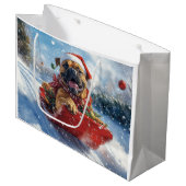 Bullmastiff Hond in Sledge Laat het Sneeuw Kerstmi Groot Cadeauzakje (Voorkant Gekanteld)