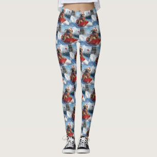 Bullmastiff-hond in slee laat het sneeuwen Kerstmi Leggings